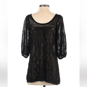 Black Net Short Sleeve Top